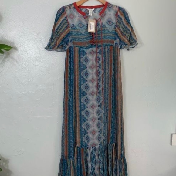 Sundance dream in color boho sheer maxi dress - Picture 4 of 8